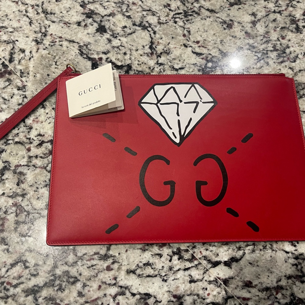 Gucci Ghost diamond zip pouch